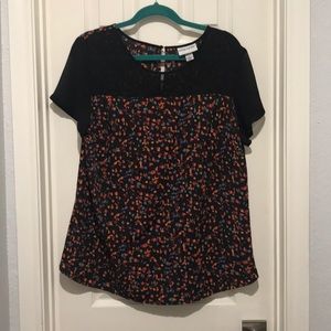 Ava & Viv Sheer Cap Sleeve Floral Tp - Size X